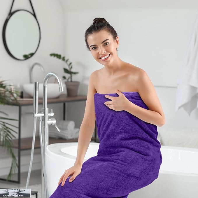 SmoothNovelty 2 Pack Bath Sheets 40 x 80 Inch Oversized Jumbo Extra Large Towels Quick Dry Coral Fleece Absorbent Soft Lightweight XL Shower Towels for Home Gym Travel Beach Spa Pool Hotel (Purple)