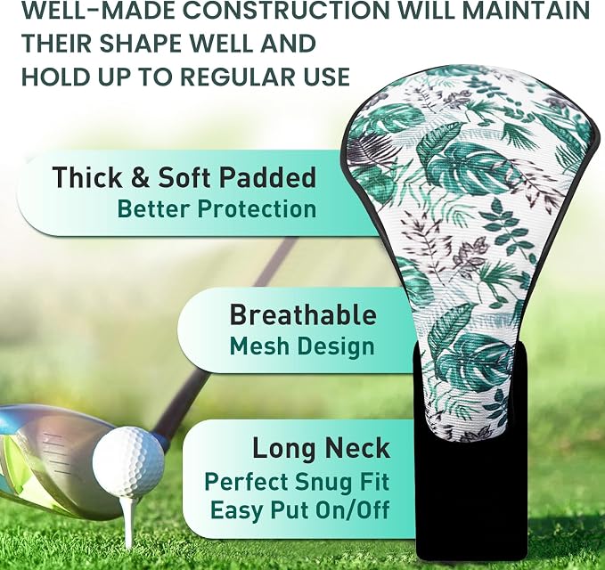 FINGER TEN Golf Club Head Covers Woods Driver Fairway Hybrid 3/4/5 Set, Headcovers Men 1 3 5 7 X Interchangeable Number Tag, Fit All Wood Clubs