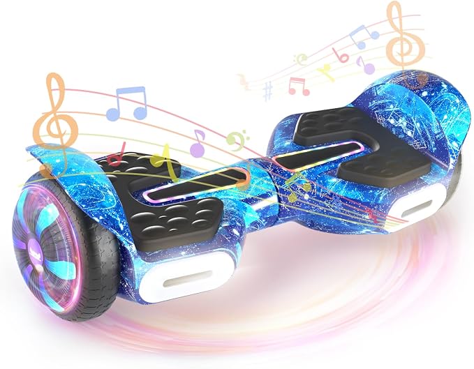 SIMATE 6.5" Scooter, Bluetooth Music Speaker and LED Light, Top 8.5mph & 8.5 Miles Range Power by Dual 250W Motor, Gifts for Kids Adults Boys, for All Ages