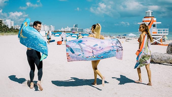 Platinum Sun Microfiber Beach Towel - Compact Travel Towels Quick Dry - Sand Free Fast Drying Swim Towel for Pool Swimmers Bath Outdoor Hiking Camping - Double Sided (68' x 30' - Kite POV)