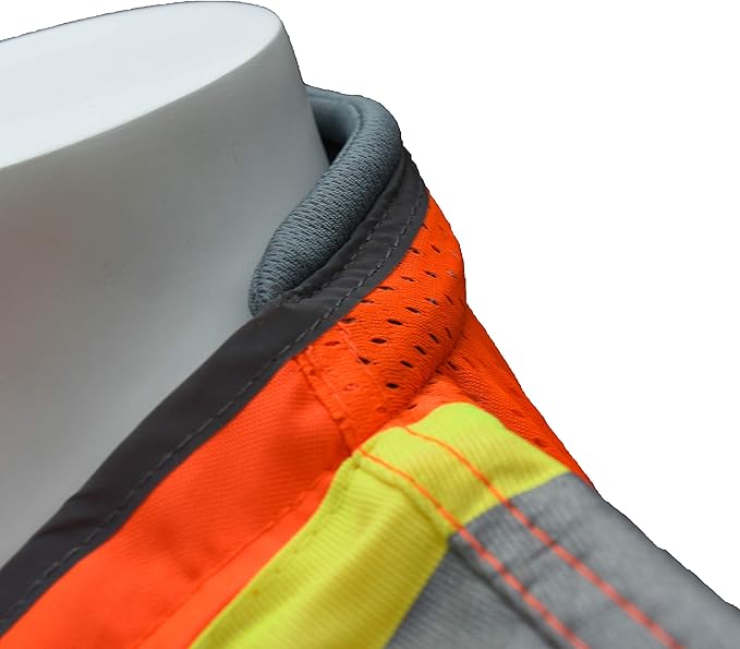 Radians SV55 Class 2 Heavy Woven Two Tone Engineer Vest With Padded Neck To Support Extra Weight In Cargo Pockets, Orange, 3X-Large