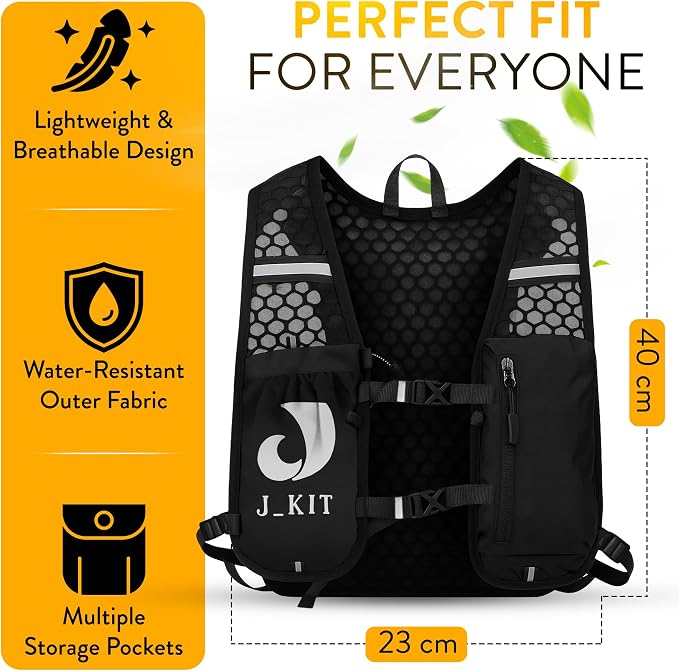 Running Hydration Vest — Lightweight Trail Running Vest with Quick-Access Phone Holder, Water Bottle Holder, Bounce-Free Adjustable Belt for Men and Women — 5K 10K 21K 42K Marathon Trail
