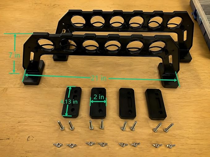 Aventik Garage Door Storage Rack, 21" ABS Fishing Rod Holder with Adjustable Bungee Cord, Space-Saving Organizer for Rods, Tools and Accessories (21 inch – Fits most 4-panel garage doors)