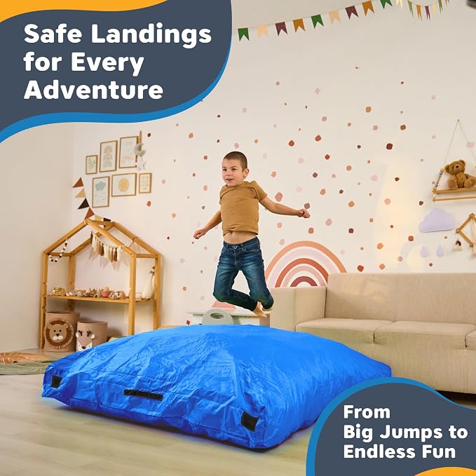 SaferBounce Crash Pad for Kids Sensory | Big 5Ft x 5Ft, 3Ft x 4Ft Or 3Ft x 3Ft | Autism Sensory Crash Mat for Jumping Play | Crashpad | Soft Foam Landing Pad | Giant Mat Pillow | Climbing, Gymnastics