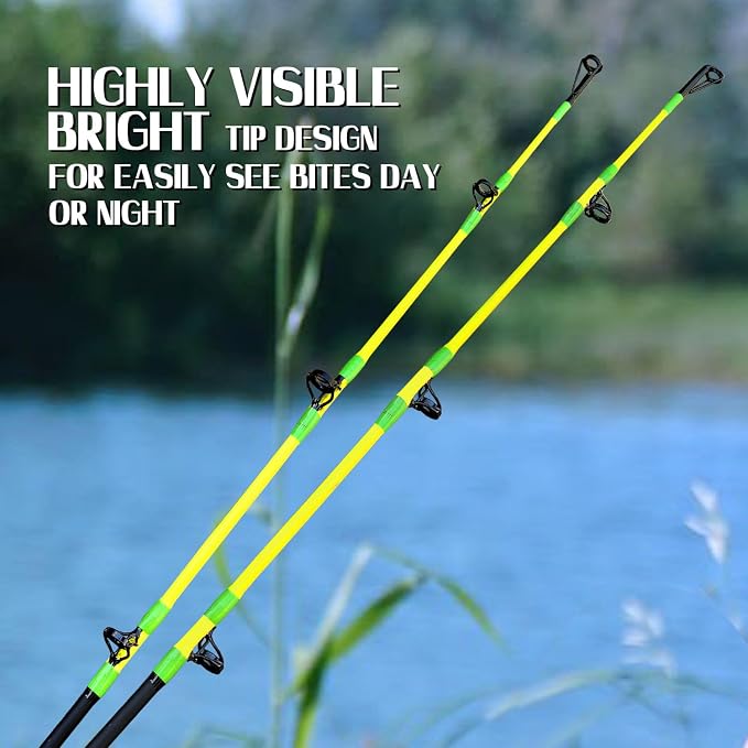 Fiblink Catfish Fishing Rods 7'6"/8'6"/10'Green Catfish Rod 1 Piece/2 Piece Portable Travel Catfishing Rod Fishing Catfish Casting/Spinning Rod with Camo Eva Handle