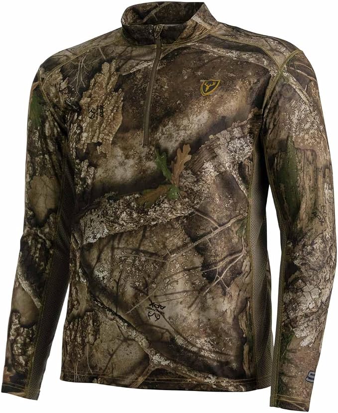 SCENTBLOCKER Angatec Long Sleeve 1/4 Zip Performance Shirt Mens Camo Hunting Clothes