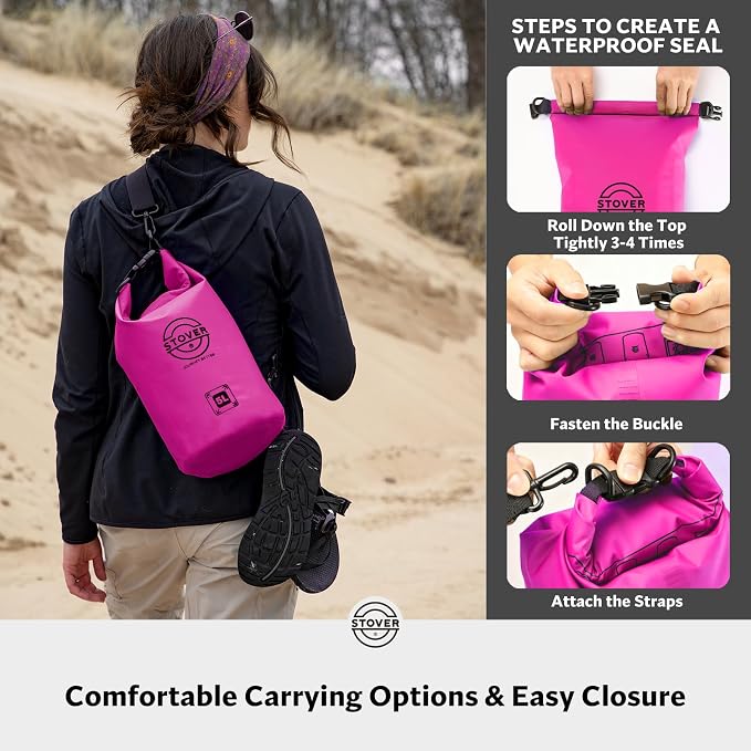 STOVER 5/10/25/30/40/55L Waterproof Dry Bag- Roll-Top Backpack w/Phone Case- Kayaking, Hiking, Camping, Boating- Men/Women