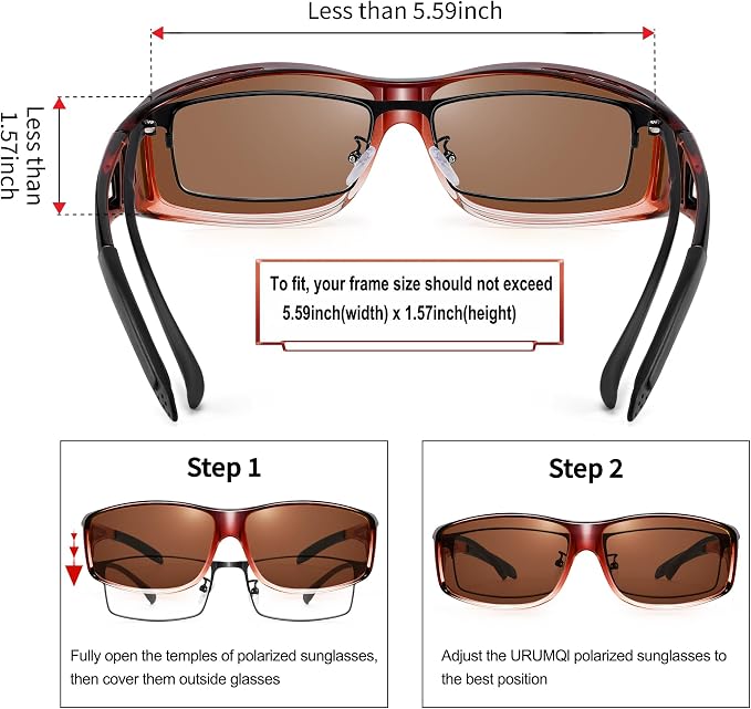 URUMQI Polarized Sunglasses Fit Over Glasses for Men Women, Wraparound Sun Glasses UV400 Protection for Driving Fishing