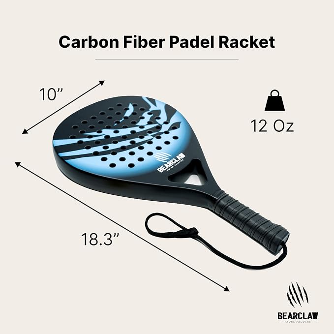 Padel Racket Carbon Fiber Surface with EVA Memory, Flex Foam Core - Lightweight Padel Racquet