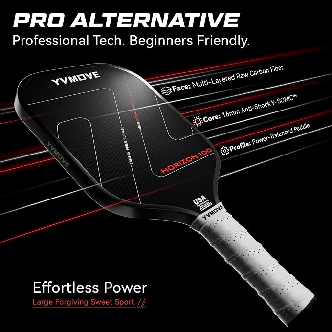 Pickleball Paddles | USAPA Approved | Raw Carbon Fiber Face | Max Control & Effortless Power | 16MM Core Anti-Shock | Intermediates to Pros