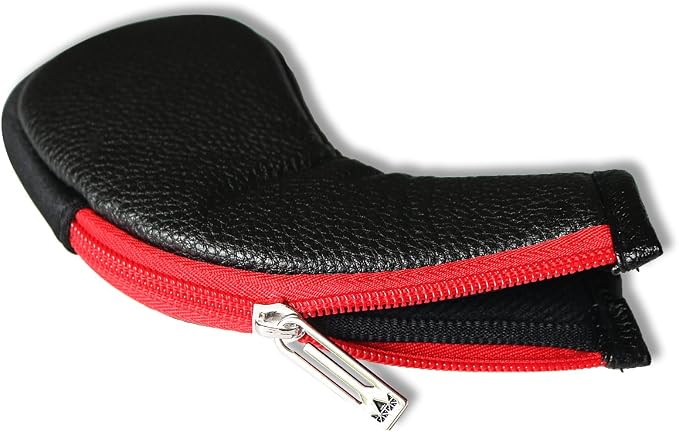 Craftsman Golf 11pcs /Set (4,5,6,7,8,9,A,S,P,L,X) Synthetic Leather Black with Red Edge Iron Head Cover Headcover Set for Callaway Ping Etc. with Zipper