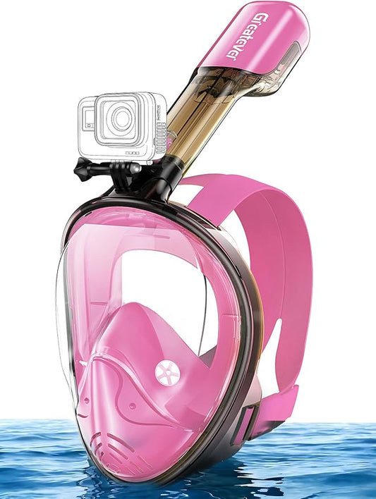 Greatever Full Face Snorkel Mask, Snorkeling Gear for Adults with Latest Dry Top Breathing System and Detachable Camera Mount, Foldable Snorkel Mask Adult, Snorkels Anti-Fog & Anti-Leak