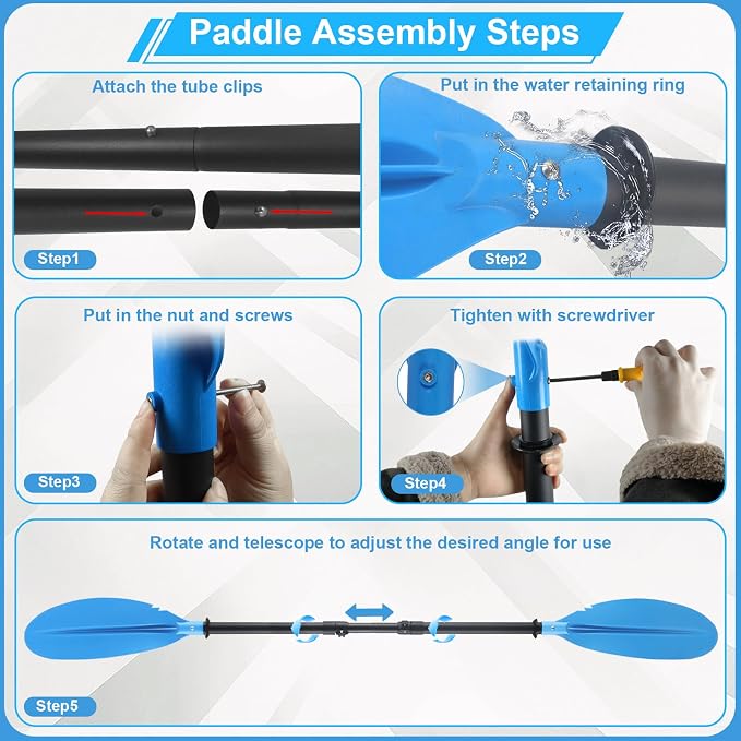 Kayak Paddle for Adults,70 to 95in Paddle Board Paddles Telescopic Frosted Pipe Shaft Kayaking Boating Canoeing with 1 Free Paddle Leash Double Oar Float Paddle Sturdy Durable