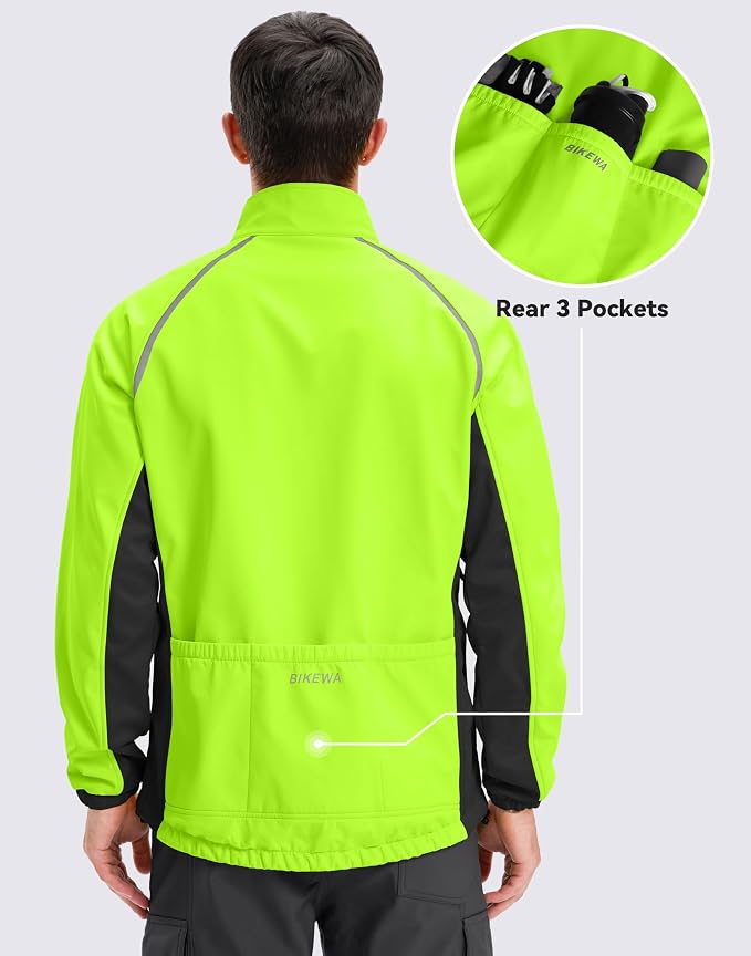 Bikewa Men's Winter Cycling Jackets Thermal Warm Water Resistant Bike Running Windproof Jacket