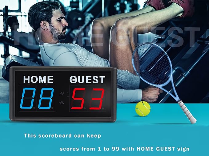 Score Keeper Portable Led Digital Electronic Scoreboard with Remote for Sports Games Volleyball Table Tennis Baseball Basketball Scoreboards Home Guest (1.8inch)