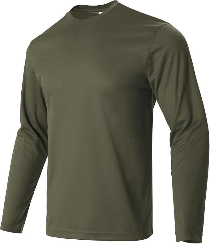 Mens Long Sleeve T-Shirts Casual Crew Neck Tee Shirt Summer Soft Running Swimming Cycling Fishing Tops