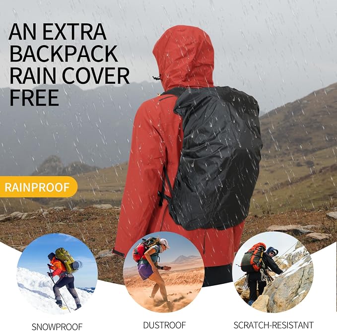 IX INOXTO Hiking Backpack for Men and Women, 30L Waterproof Camping Backpack with 3L Water Bladder and Rain Cover, Lightweight Outdoor Sport Travel Daypack Rucksack for Climbing Cycling (Orange)