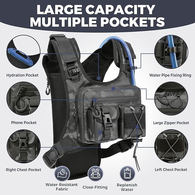 Criuage USA Patent Running Hydration Vest Backpack, Lightweight Chest Pack with 2.0L Water Bladder Bag Daypack for Hiking Running Cycling Race Marathon for Women Men