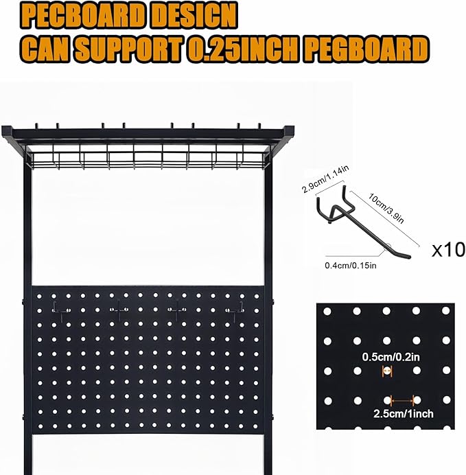 Aventik Fishing Rod Holders For Garage, 3-Tier Fishing Rod Rack Store 12 Rods& 8 Reels, Heavy Duty Pegboard Freestanding Rod Rack