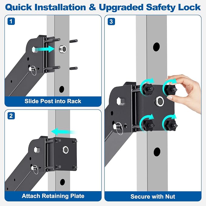 SELEWARE Squat Rack Attachment, Y-Shaped Dip Bar Attachment, Nordic Hamstring Curl Attachment and Lever Arms for 2x2 or 3x3 Power Rack with 5/8" or 1" Hole, Power Cage Accessories for Home Gym