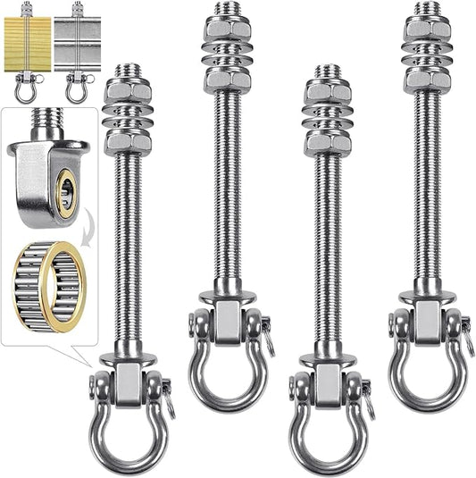 Dolibest Swing Hangers with Bearing - 4 Pack Stainless Steel 304 Swing Hooks for Wood & Metal Beams, Ideal for Hanging Hammocks, Yoga Swings, Porch Swing, Boxing Bag 1500 LB Capacity -7''x M2/5''