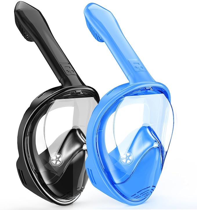Kids Snorkel Mask Full Face, Snorkeling Gear for Kids with Camera Mount, 180 Degree Panoramic View Snorkeling Set Anti-Fog Anti-Leak