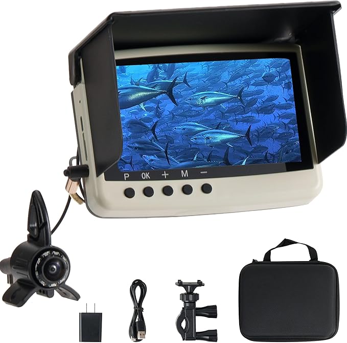 Underwater Camera & Fish Finder: 5.5 Inch OLED 1080P Waterproof Ice Fishing Camera with Monitor｜Portable Fish Finders for Ice/Lake Fishing｜Depth Finder for Boat/Kayak & Murky Under Water