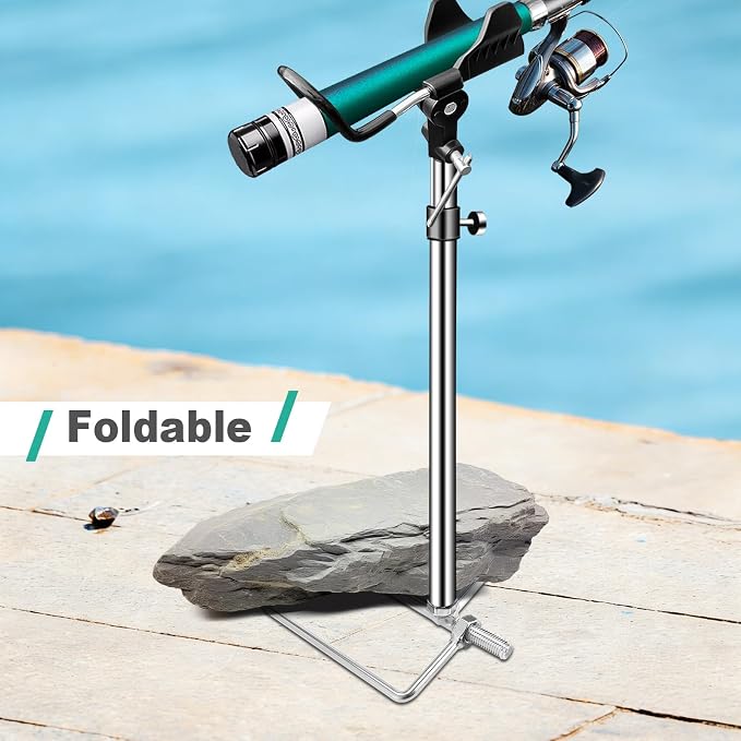 2/4 Pack Fishing Rod Holders, 360 Degree Adjustable Fishing Rod Holders for Bank Fising , Height Adjustable 25-36.6 Inch Multifunctional Stainless Steel Beach Fishing Rod Holder Fishing Gifts for Men