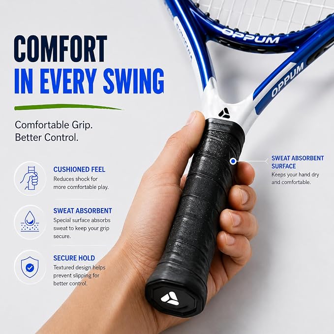 2-Pack Adult Tennis Rackets, 105 Sq Inch Oversized Head Pre-Strung for Beginners and Intermediate, Arm Friendly Vibration Control Set with Bag and Balls