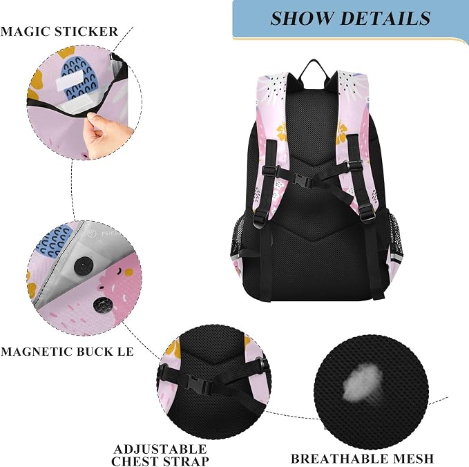 Fisyme Capybara Pink School Backpack Laptop Backpack Bags Bookbag Travel Casual Computer Notebooks Daypack