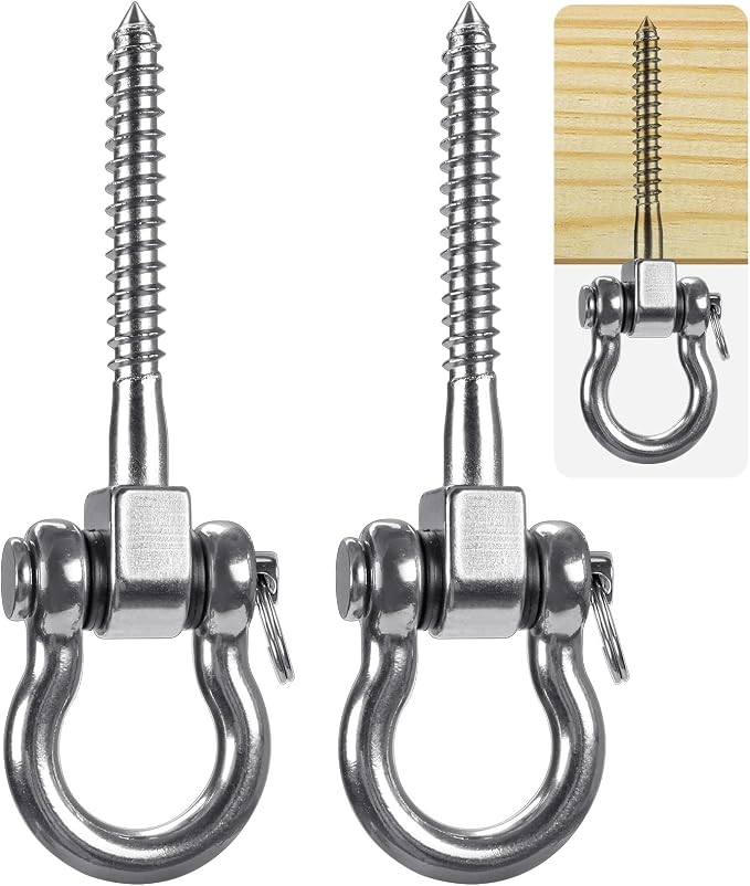 SELEWARE Set of 2 Permanent Antirust 304 Stainless Steel Screw Bracket Heavy Duty 180° Swing Hangers, 1800LB Capacity Playground Yoga Hammock Rope Tire Web Chair Sandbag Punching Bag Porch Swing Sets