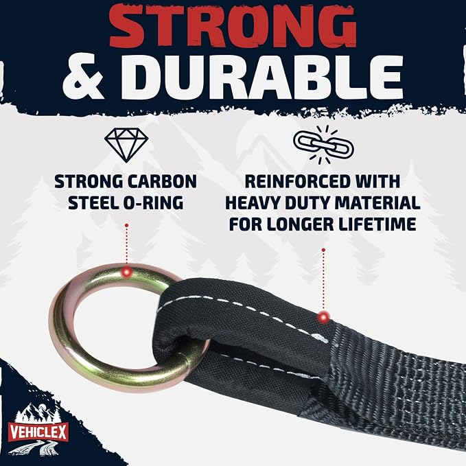 Vehiclex Lasso Wheel Tie Down Straps with Snap Hooks – 4 Pack 2" x 10' Ratchet Straps, 11023 lbs Break Strength for Car Haulers & Trailers