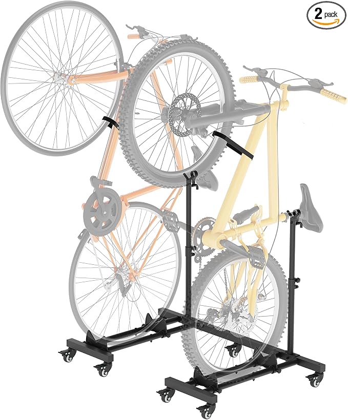 Sttoraboks Vertical Bike Stands (2 Pack)，Standing Bike Rack for Garage Floor，Upright Bicycle Floor Stand Indoor Bike Holder with Adjustable Height for Garage & Apartment - for Wheels Sizes up to 29”