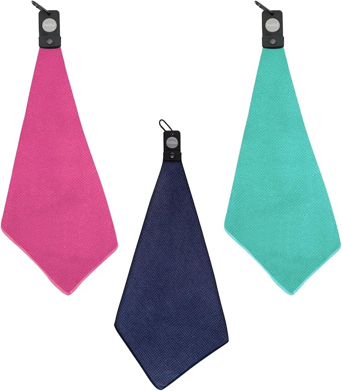Magnetic Golf Towel Gift Set for Mom for Golf Bags with Clip, Waffle Weave, Strong Magnet Hold to Golf Carts or Clubs, 3-Pack