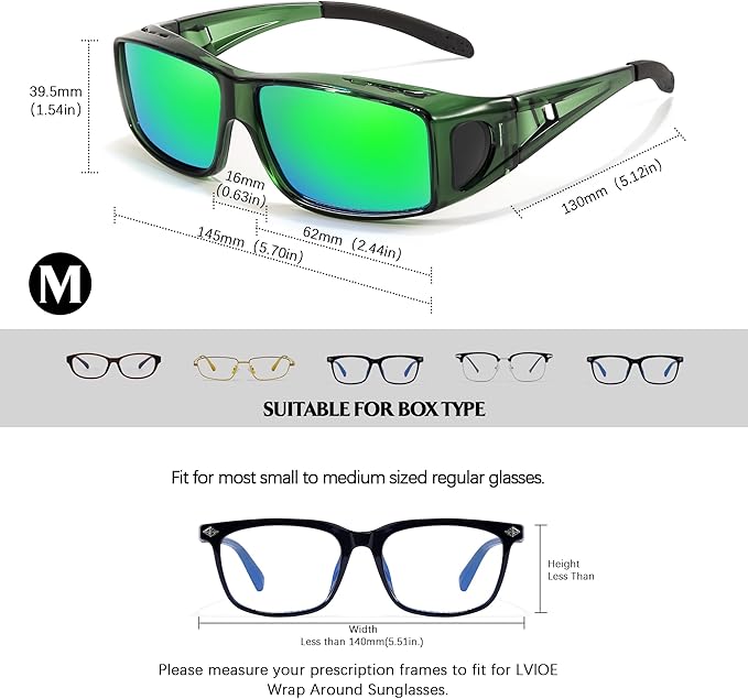 LVIOE Over Glasses Sunglasses Wrap Around Polarized Sunglasses for Men Women Fit Over Prescription Glasses with UV Protection