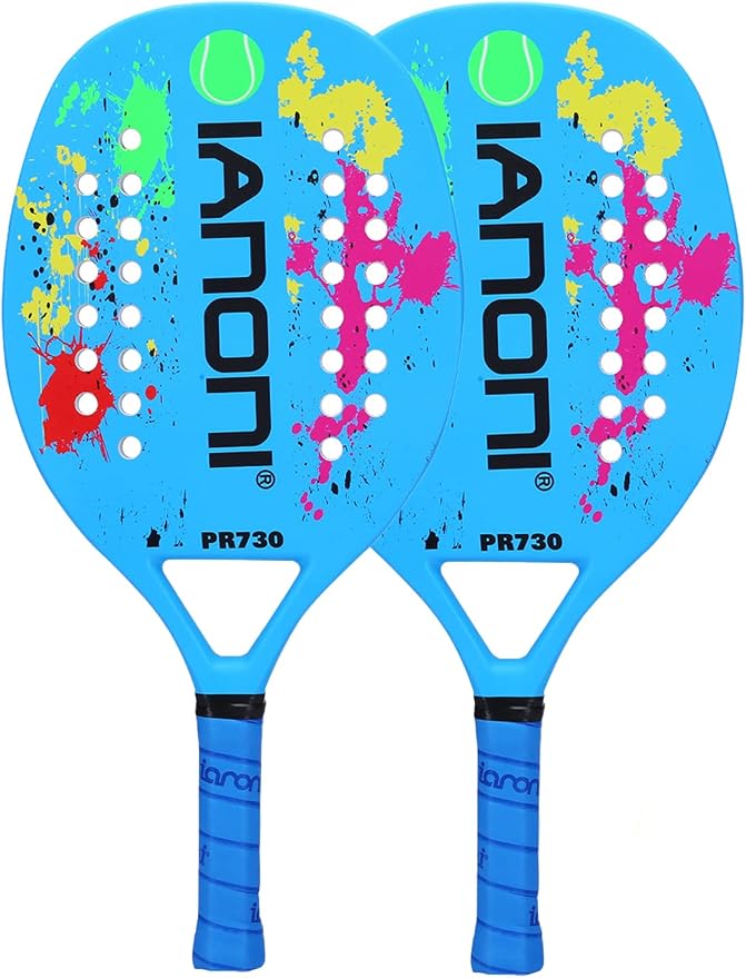 ianoni Beach Tennis Racket,Carbon Fiber Grit Face with EVA Memory Foam Core Beach Tennis Racket