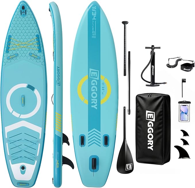 Inflatable Paddle Board,Stand Up Paddle Board Set, Extra Wide SUP Board with Removable Fin, Floating Paddle, Hand Pump, Waterproof Phone Pouch,Traveling Board