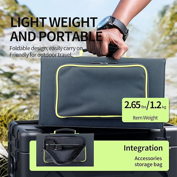 Greenmagic 40 Watt Portable Solar Panel with USB-A USB-C DC Output Foldable Solar Panel Charger Waterproof Fast Charging for Power Battery Power Station Smart Watches Phones Tablets Laptops etc