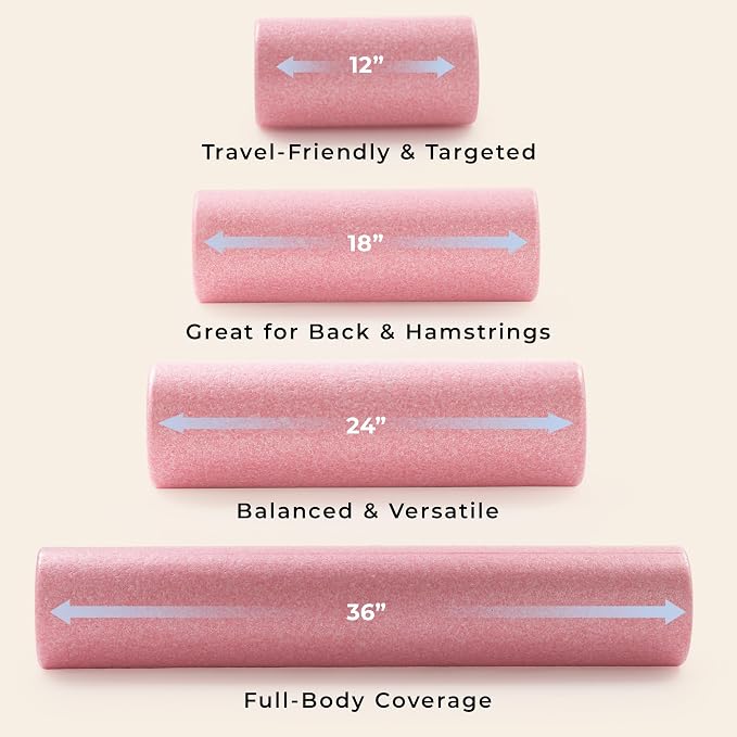 Sunny Health & Fitness High-Density Foam Roller 12" to 36", for Stretching & Muscle Recovery – Black, Blue, Pink