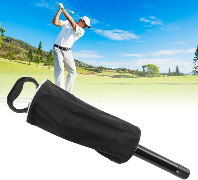 Golf Ball Retriever with Detachable Plastic Tube, Golf Balls Pickup Bag, Holds Up to 80 Balls, Rubber Handle for Easy Collection on Course or Practice Range