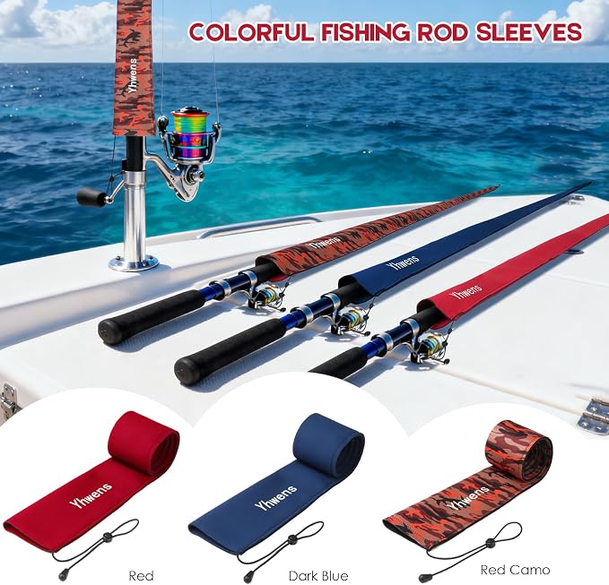Neoprene Fishing Rod Sleeve Rod Sleeves Fishing Pole Sleeve Rod Socks for Fishing Poles Rod Cover Rod Protector Durable for Casting Spinning Trolling Sea Fishing Rod Storage