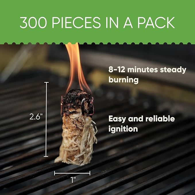 Inflame Fire Starters 300 pcs - Fire Starters for Campfires, Charcoal, Grill, BBQ, Fireplace, Chimney, Woodstove - Waterproof, Weather-Resistant - Natural Wood Starters