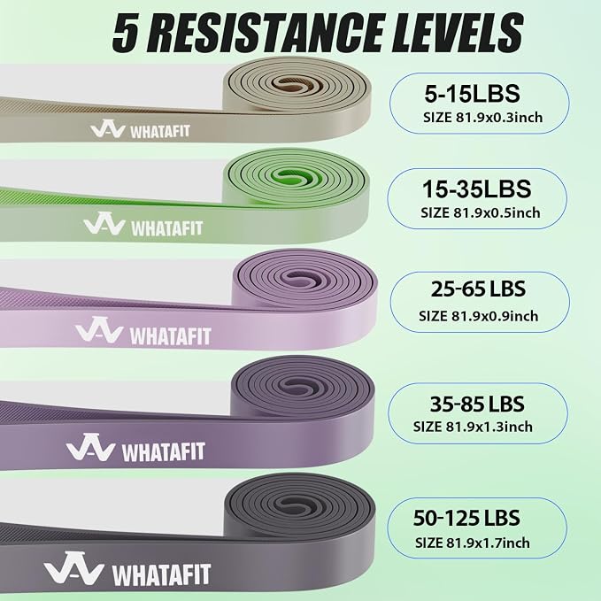 WHATAFIT Resistance Bands,Pull Up Assist Bands Set with Handles, Exercise & Workout Bands with Door Anchor for Men & Women – Home Fitness Equipment for Strength Training, Stretching