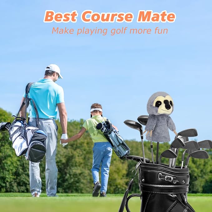 Cozion Golf Club Covers, Gopher/Sloth Golf Club Head Covers for Clubs, Novelty Realistic Headcover Animal Plush Golf Club Protector Gifts for Men/Women