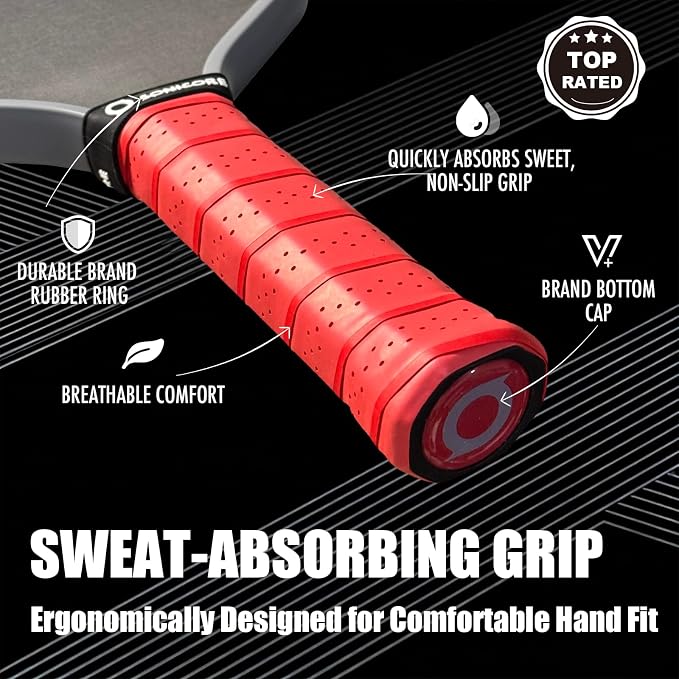 Pickleball Paddle Set, T700 Carbon Fiber, 16mm Core for Control & Spin, Includes 1 Paddle, Paddle Sleeve Cover, 2 Wristbands & 1 Grip Tape | Sonicore CourtVibe