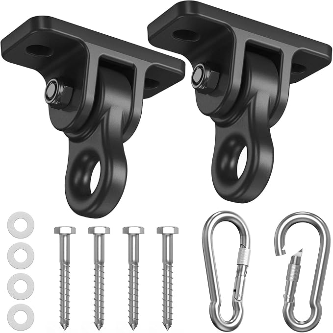 Heavy Duty Swing Hangers, Indoor-Outdoor Hooks, 2-Pack | Corrosion Resistant, 5000+ lb Capacity, For Porch Swings, Yoga, Playgrounds, Trapeze, Hammocks, Punching Bags