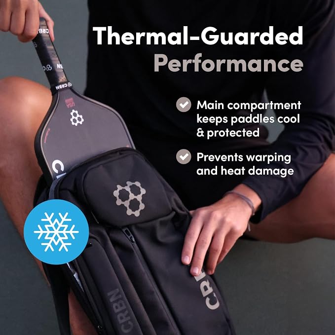 CRBN Pickleball Sling Bag - Pro Team Pickleball Bag - Water-Resistant Pickleball Paddle Bag Holds 3 Paddles, Balls & More