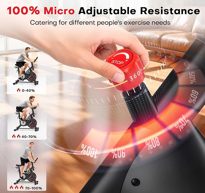 Exercise Bike, CHAOKE Quiet Adjustable Magnetic Resistance Stationary Bike for Home Cardio with App Compatible, 350LB Weight Capacity Indoor Cycling Bike with Comfortable Seat & Digital Display
