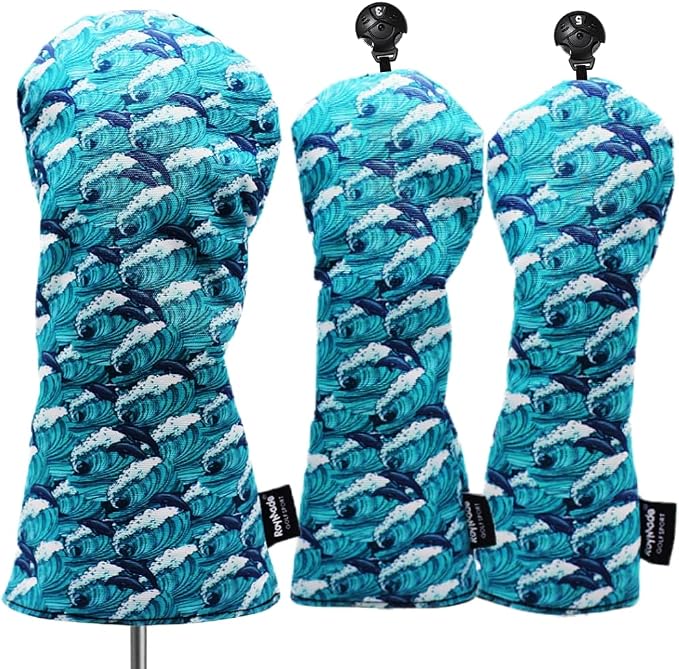 Golf Club Head Covers 3 Pack Waterproof Cloth Head Covers for Driver/Fairway Wood/Hybrid Fit All Golf Clubs Headcover #1#3#5 for All Brands