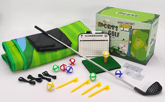 MHM's Ultimate Indoor Golf Chipping Game Mat - Premium Practice Mat - Ideal Golf Simulator for Home Use